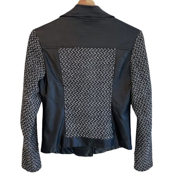 Jessica Simpson Wool Blend Tweed Vegan Leather Jacket - Picture 6 of 10